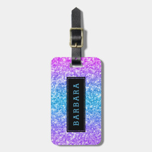Modern Colourful Glitter Texture Black Accent Luggage Tag