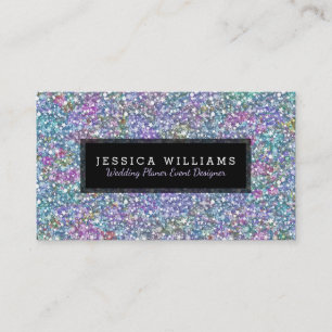 Modern Colourful Glitter Texture Print Back Accent Business Card