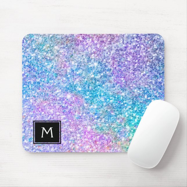 Modern Colourful Glitter With Black Accent Mouse Mat (With Mouse)