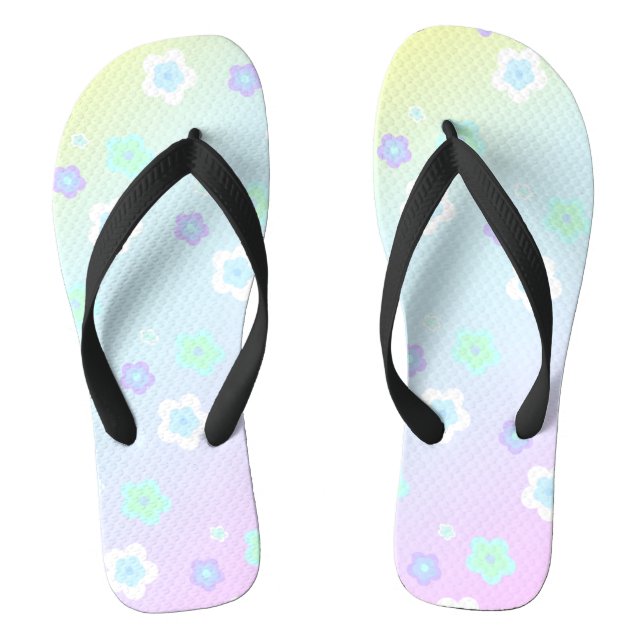 Modern colourful gradient blue flower pattern girl flip flops (Footbed)