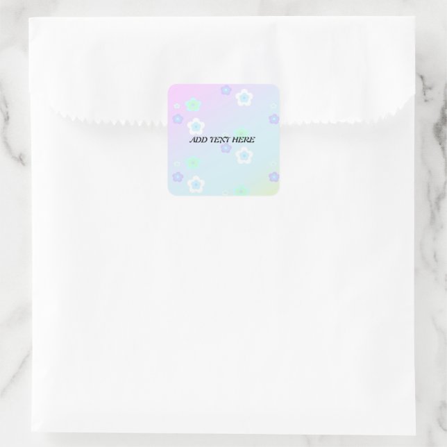 Modern colourful gradient blue flower pattern girl square sticker (Bag)