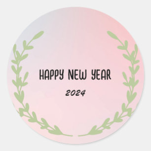 Modern Colourful Gradient floral Happy New year Classic Round Sticker