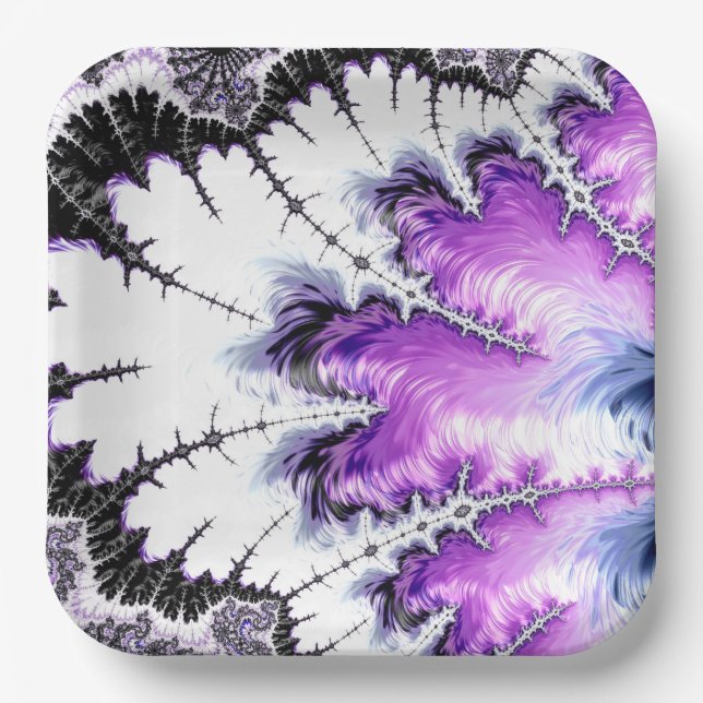 Modern Colourful Gradient Fractal Art Paper Plate (Front)