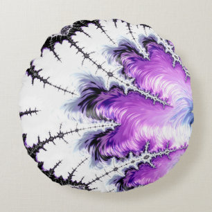 Modern Colourful Gradient Fractal Art Round Cushion