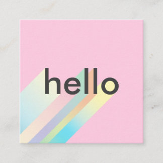 Modern colourful gradient pink hello typography square business card