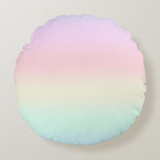 Modern colourful gradient Watercolor Rainbow Round Cushion (Front)