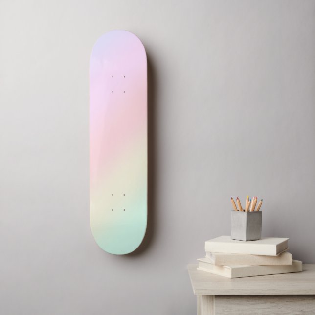 Modern colourful gradient Watercolor Rainbow Skateboard (Wall Art)