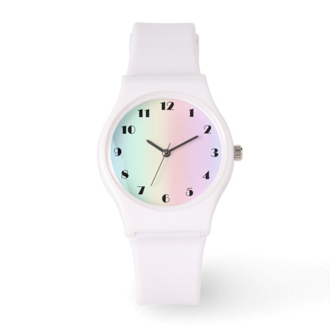 Modern colourful gradient Watercolor Rainbow Watch (Front)