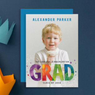 Modern Colourful Graduate Photo Watercolor Typo Announcement