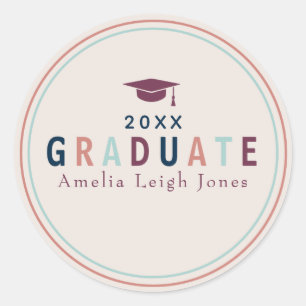 Modern Colourful Graduation Envelope Sticker