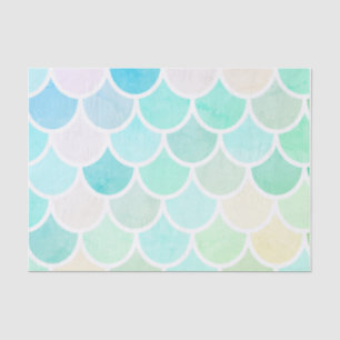 Modern Colourful Green Mermaid Seamless Pattern Tissue Paper