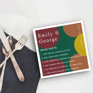 Modern Colourful Groovy Retro 70's Abstract Weddin Napkin