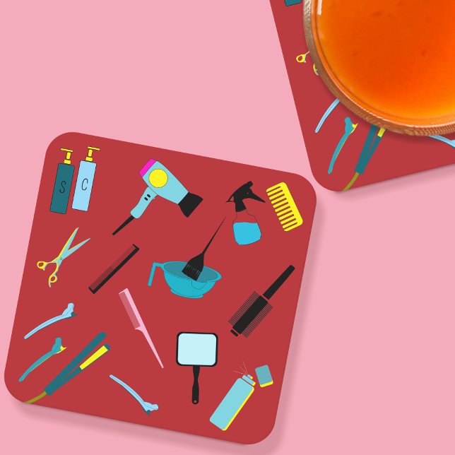 Modern Colourful Hairstylist Tools Kit Coaster (Hairstylist Coaster)
