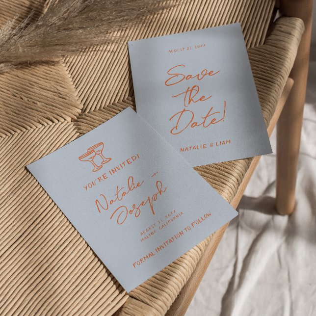 Modern Colourful Hand Drawn Bright Retro Wedding Save The Date (Creator Uploaded)