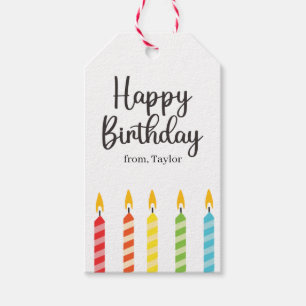 Modern Colourful Happy Birthday Candles Gift Tags