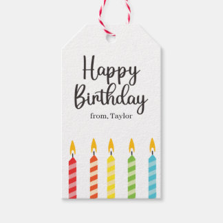 Modern Colourful Happy Birthday Candles Gift Tags