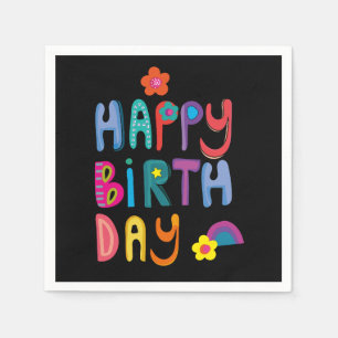 Modern Colourful Happy Birthday  Napkin