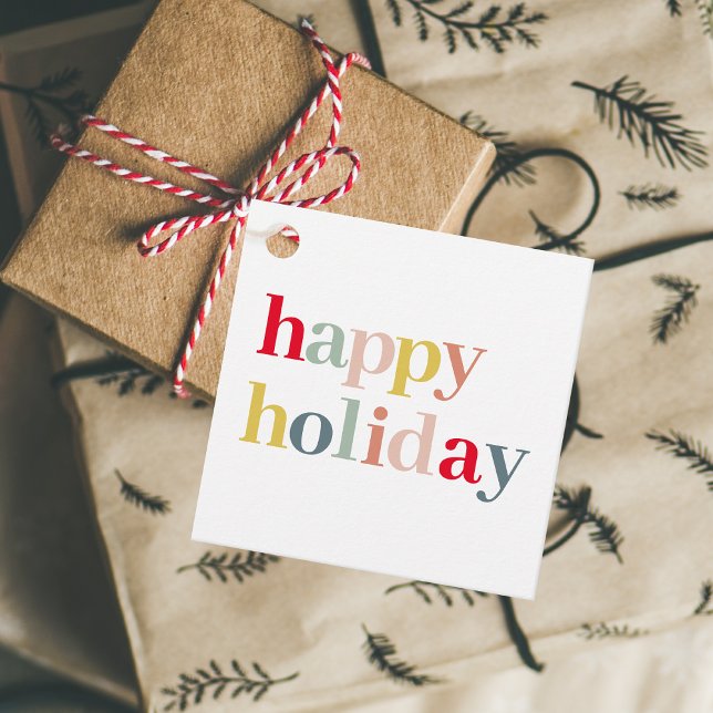 Modern Colourful Happy Holiday Favour Tags (Creator Uploaded)