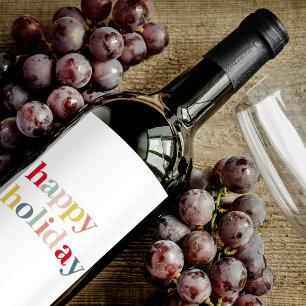 Modern Colourful Happy Holiday Wine Label