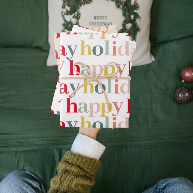Modern Colourful Happy Holiday Wrapping Paper Sheet (Creator Uploaded)