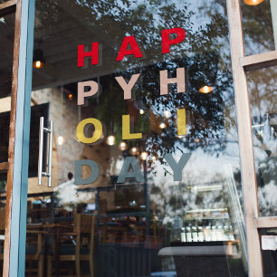 Modern Colourful Happy Holidays   Window Cling