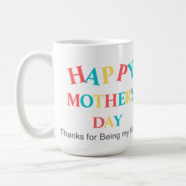 Modern Colourful Happy Mothers Day Photo  Coffee Mug (Left)