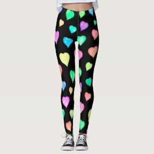 Modern Colourful Heart Pattern Leggings