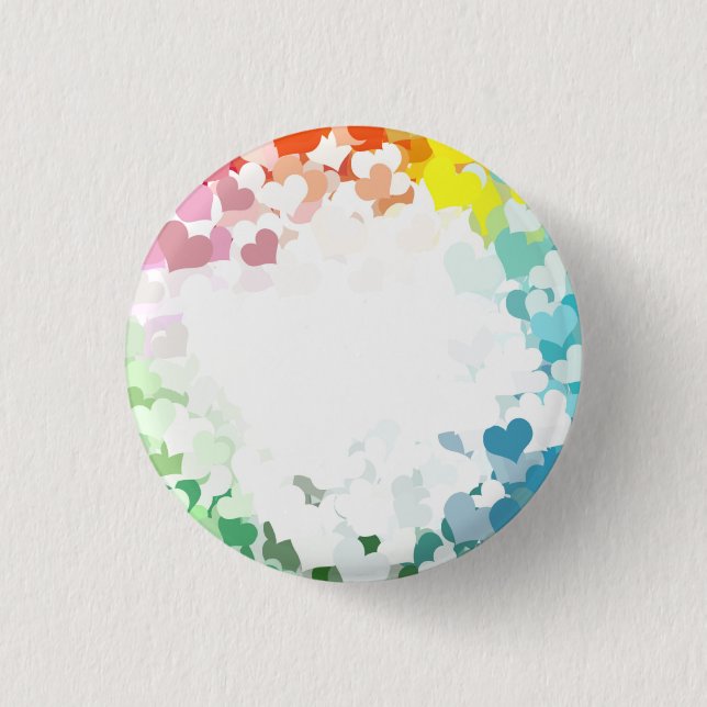 Modern Colourful Hearts Abstract Yellow Orange Blu 3 Cm Round Badge (Front)