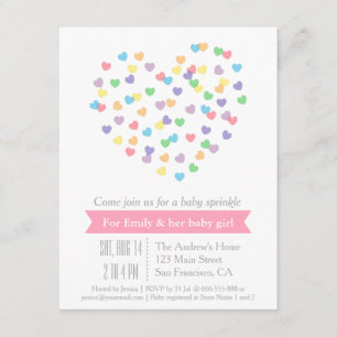 Modern Colourful Hearts Baby Sprinkle Invitations