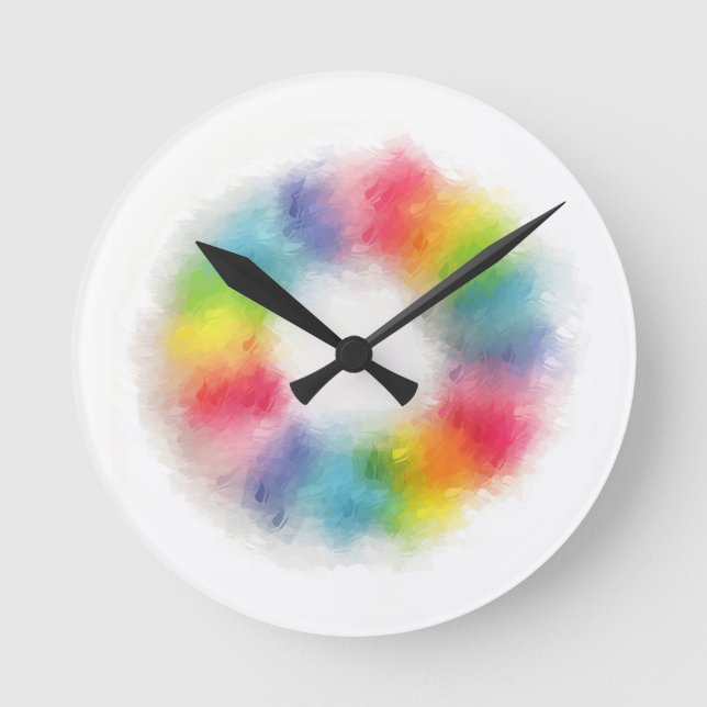 Modern Colourful Hearts Blank Template Abstract Round Clock (Front)