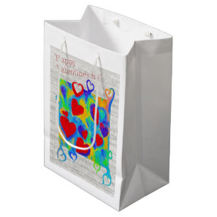 Modern colourful hearts painting-Valentine’s day Medium Gift Bag