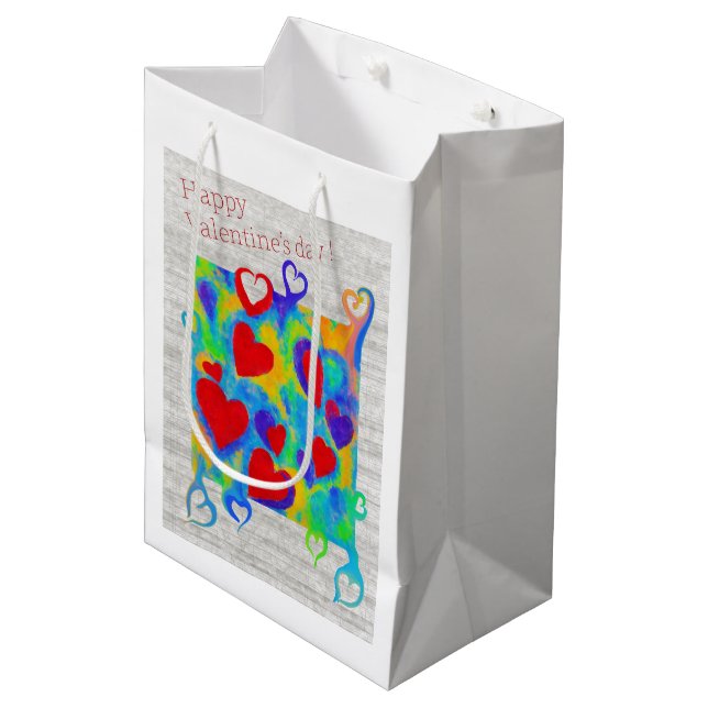 Modern colourful hearts painting-Valentine’s day Medium Gift Bag (Front Angled)