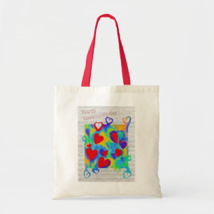 Modern colourful hearts painting-Valentine’s day Tote Bag