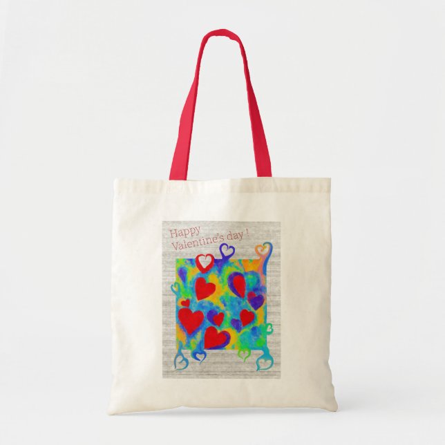 Modern colourful hearts painting-Valentine’s day Tote Bag (Front)