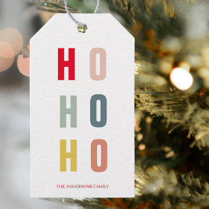 Modern Colourful Ho Ho Ho Holidays  Gift Tags