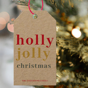 Modern Colourful Holly Jolly Holidays  Gift Tags