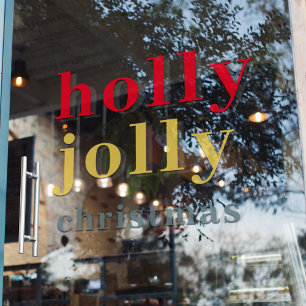 Modern Colourful Holly Jolly Holidays Window Cling