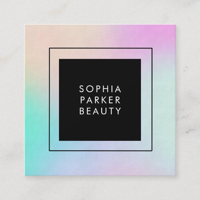 Modern Colourful Holographic | Social Media Square Business Card (Front)