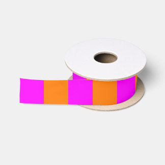 Modern Colourful Hot Pink Bright Orange Stripe Satin Ribbon