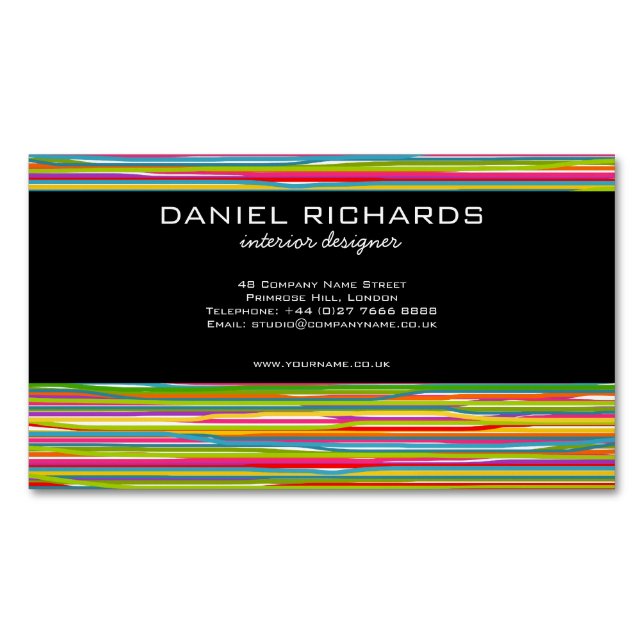 Modern Colourful Interior Designer Branding Magnetic Business Card (Front)