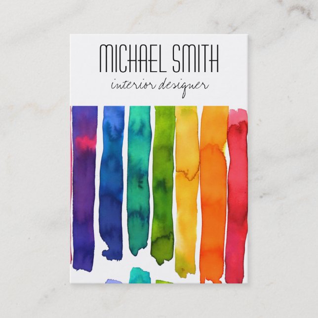 Modern Colourful Interior Designer Business Card (Front)