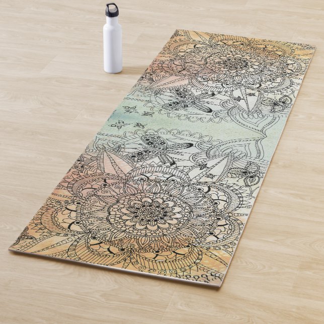Modern Colourful Intricate Mandala Butterfly  Yoga Mat (In Situ)