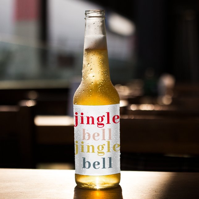 Modern Colourful Jingle Bell Jingle Bell Beer Bottle Label (Creator Uploaded)