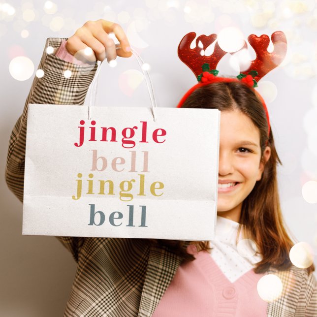 Modern Colourful Jingle Bell Jingle Bell Large Gift Bag (Creator Uploaded)
