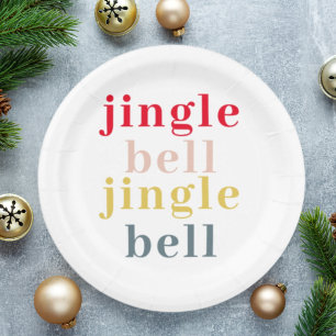 Modern Colourful Jingle Bell Jingle Bell Paper Plate