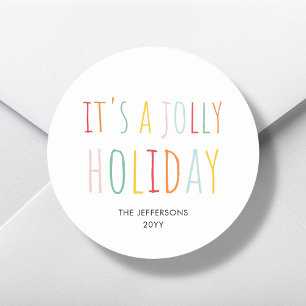 Modern Colourful Jolly Holiday   Christmas  Classic Round Sticker