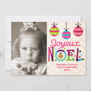Modern Colourful Joyeux Noël Photo Holiday Card