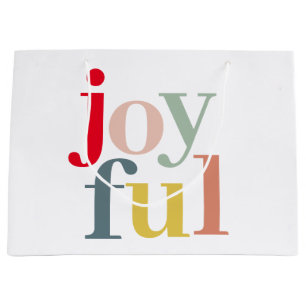 Modern Colourful Joyful Christmas Holiday Gift Large Gift Bag