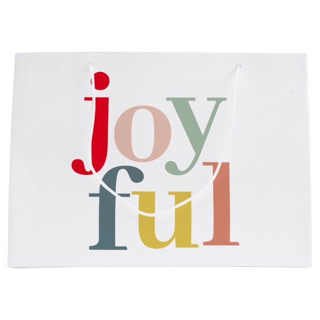 Modern Colourful Joyful Christmas Holiday Gift Large Gift Bag (Front)