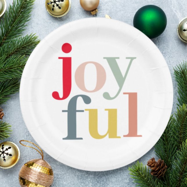 Modern Colourful Joyful Christmas Holiday Gift Paper Plate (Creator Uploaded)